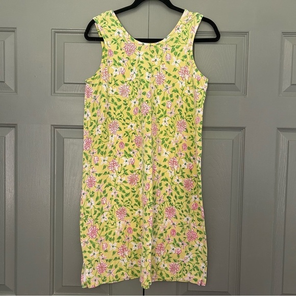 Lilly Pulitzer Cotton Sleeveless Square Neck Mini Sundress with Pockets Yellow - Picture 3 of 4